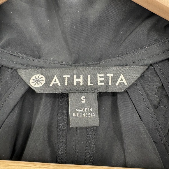 Athleta Endless Rain Jacket Womens Small Black Hooded Long Windbreaker Full Zip - Picture 4 of 15